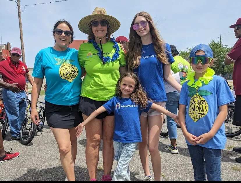 Community members at a food drive